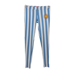 Tipsy Elves Leggings Blue White Striped Sun‎ of May Womens Medium Hippie Beach